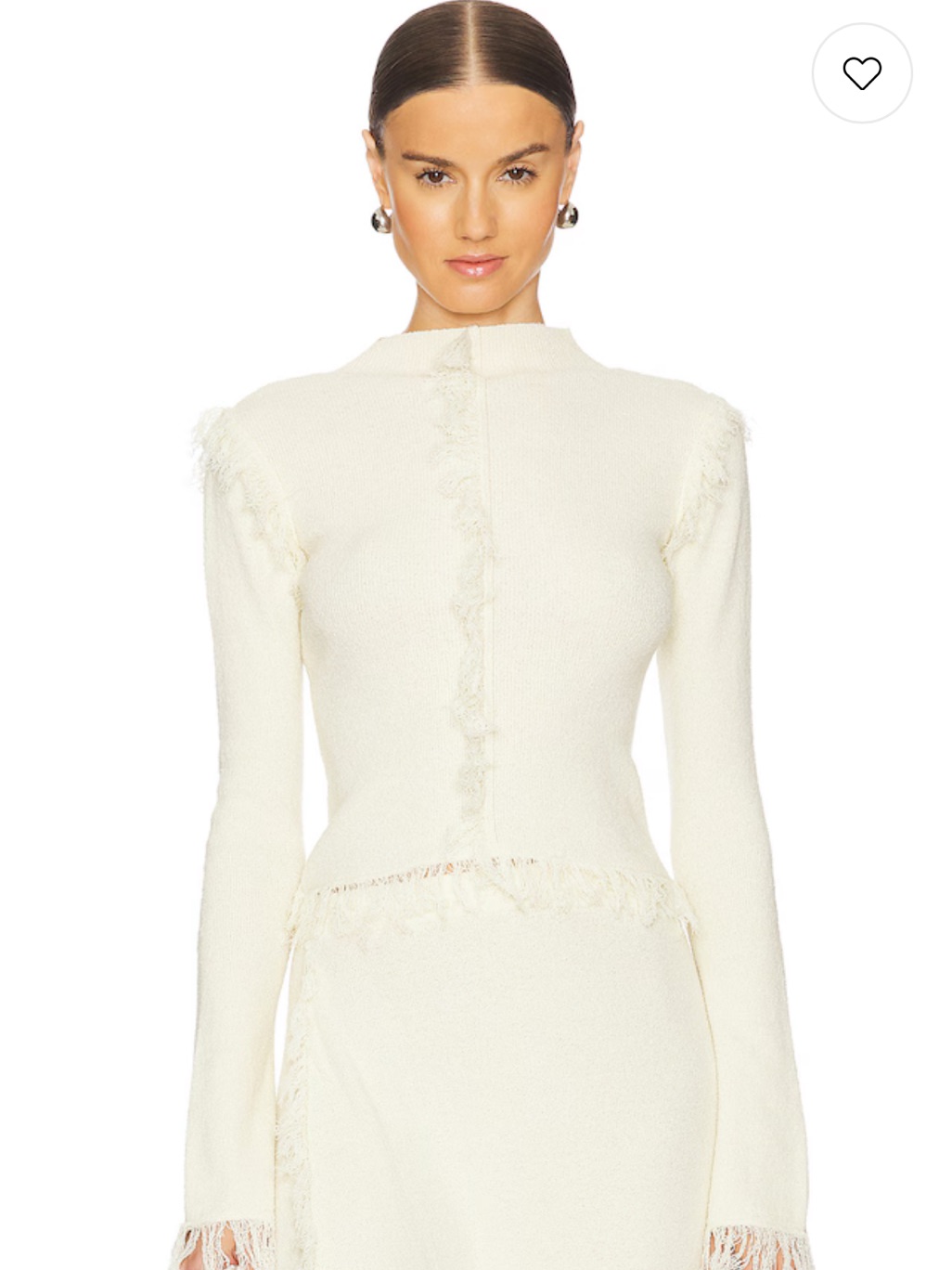 Clea Albi Fringe-Trim Knit Top In Cream